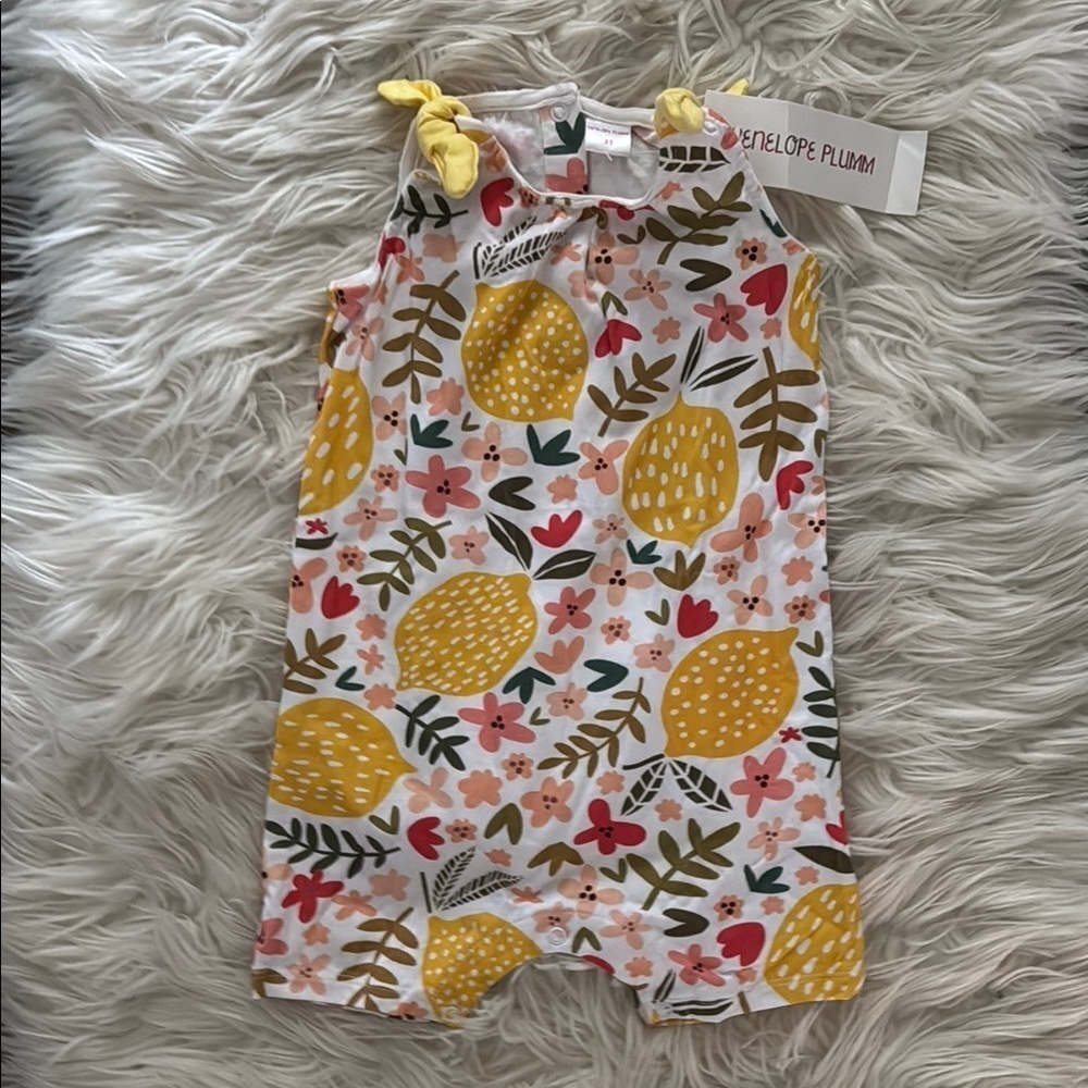 Floral Lemon Print Baby Romper